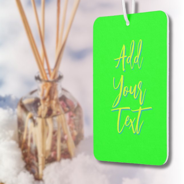 Lime 3D Azure Modern Text Funny Electric Green Car Air Freshener (Creator Uploaded)