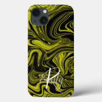 Lime Agate Marble Abstract Name Monogram Name