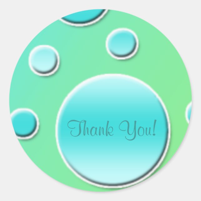 Lime and Aqua 1.5" Round Thank You Sticker (Front)