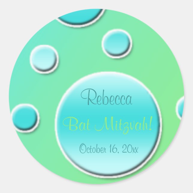 Lime and Aqua Polka Dot 1.5" Round Sticker (Front)