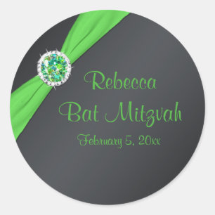 Lime and Black 1.5" Round Bat Mitzvah Sticker