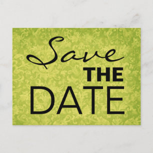 Lime and Black Grunge Damask Save the Date S531 Announcement Postcard