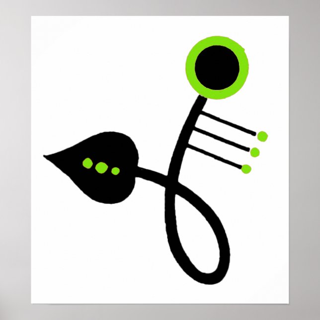 Lime and Black Leaf Art Deco Design Poster (Front)