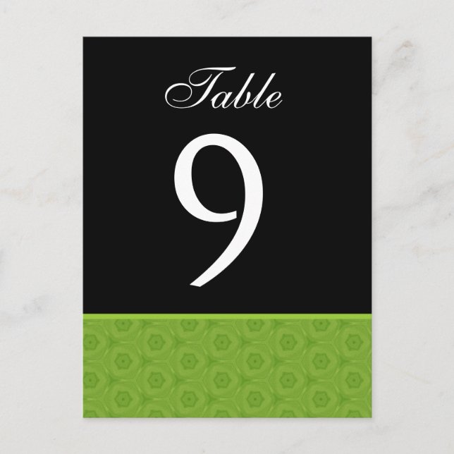 Lime and Black Wedding Table Number Card B461 (Front)