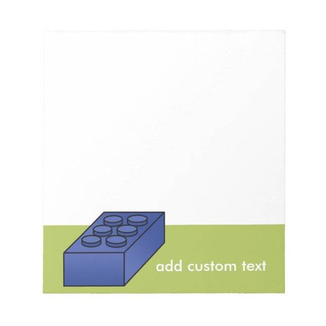 Lime and Blue Building Black Toy Custom Text Notepad (Front)