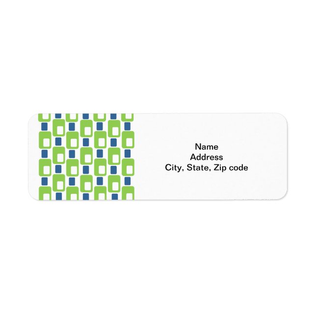 Lime and Blue Rectangles Return Address Label (Front)
