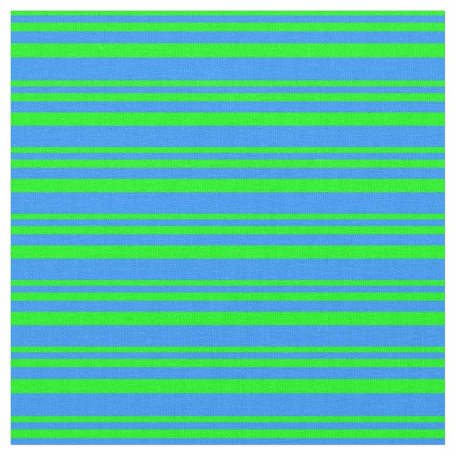 Lime and Blue Stripes/Lines Pattern Fabric (Close Up)