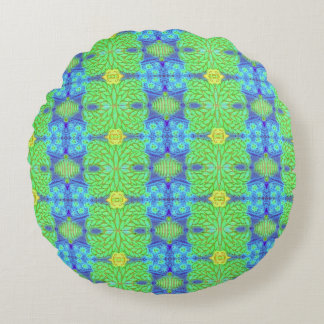Lime and Blueberry Round Throw Pillow
