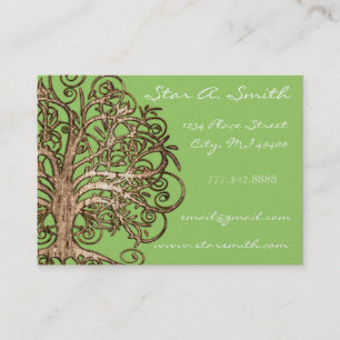 Lime and Brown Tree Business Card