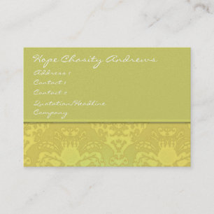 Lime and Gold Damask Floral - Business Card