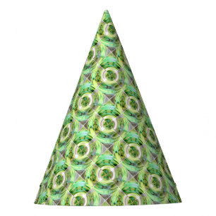 Lime and Green Abstract Collage Party Hat