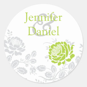 Lime and Grey Damask Envelope Seal