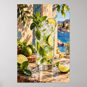 Lime and Mint Summer Cooler – Coastal Cocktail Wal Poster