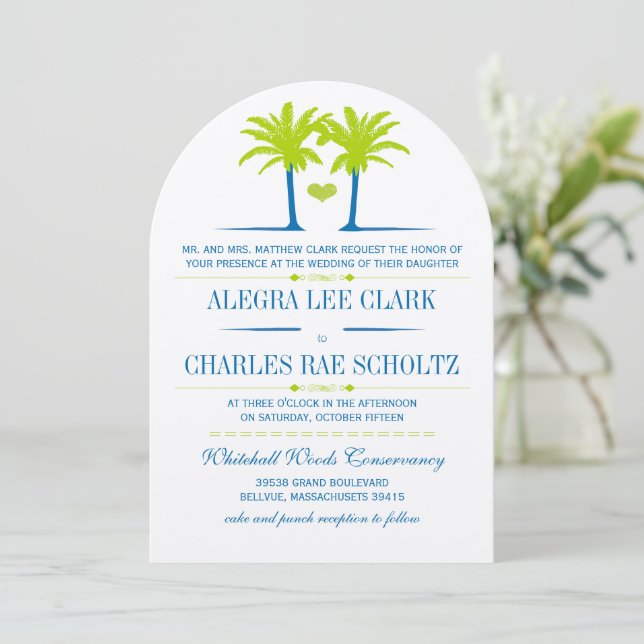 Lime and Royal Blue Beach Typography Invite (Standing Front)
