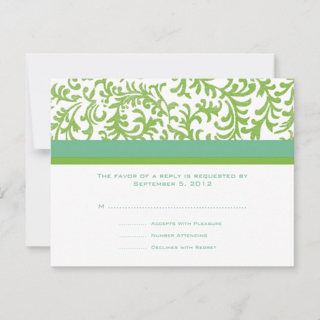 Lime and Teal Wedding RSVP Card (Front)