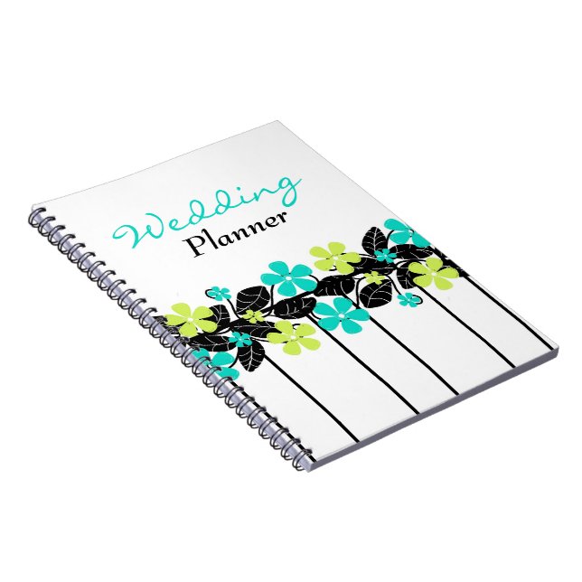 Lime and Turqouise Floral Wedding Planner Notebook (Right Side)