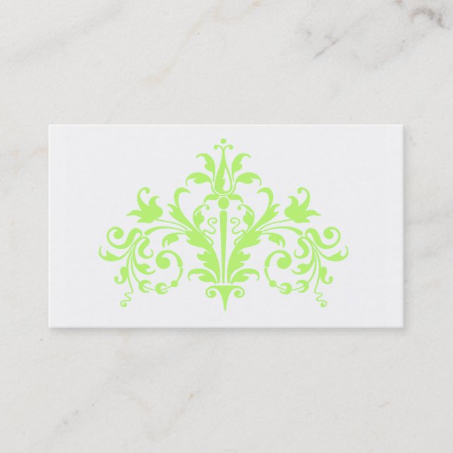 Lime and White Baroque Business Card (Front)