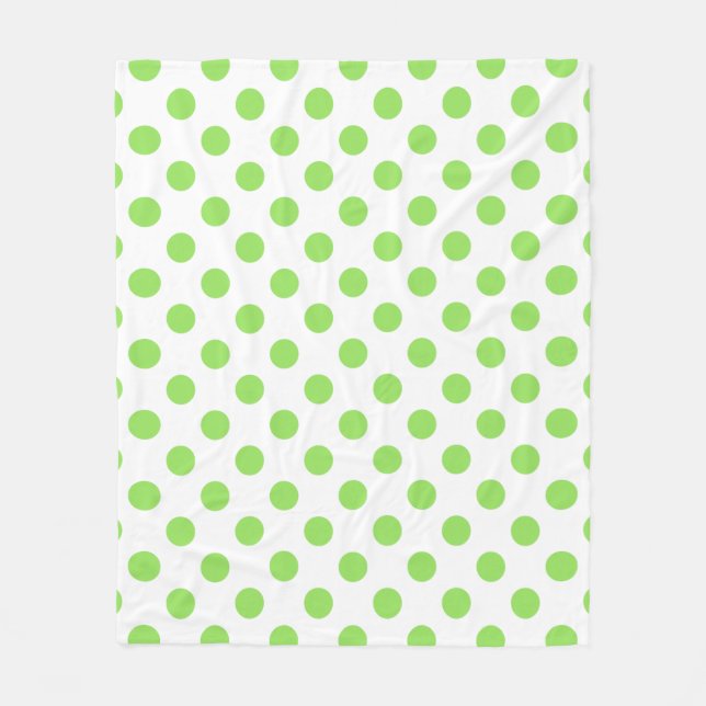 Lime and white polka dots fleece blanket (Front)