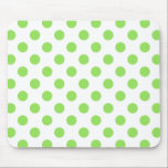 Lime and white polka dots mouse pad<br><div class="desc">Lime and white polka dots</div>