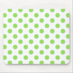 Lime and white polka dots mouse pad<br><div class="desc">Lime and white polka dots</div>