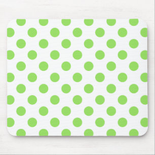 Lime and white polka dots mouse pad
