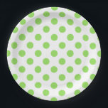 Lime and white polka dots paper plate<br><div class="desc">Lime and white polka dots</div>