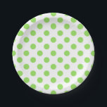Lime and white polka dots paper plate<br><div class="desc">Lime and white polka dots</div>