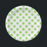 Lime and white polka dots paper plate<br><div class="desc">Lime and white polka dots</div>