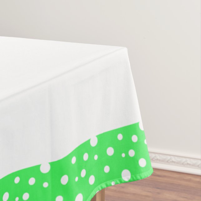 Lime and White Polka Dots Tablecloth (In Situ)