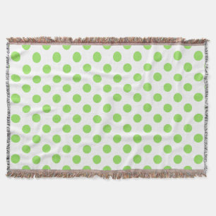 Lime and white polka dots throw blanket