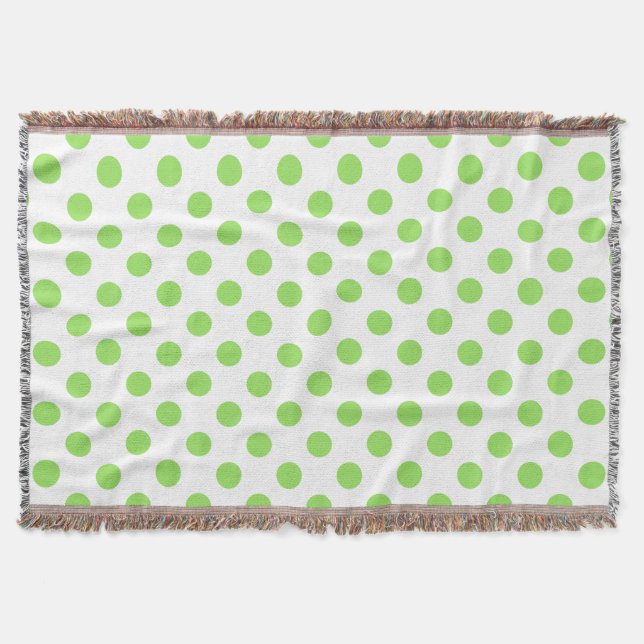 Lime and white polka dots throw blanket (Front)