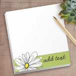 Lime and White Whimsical Daisy with Custom Text Notepad<br><div class="desc">A zen and whimsical, hipster piece of art. You can add a name, monogram or other custom text. If you need to move the art around, click on the customize button to make changes.</div>