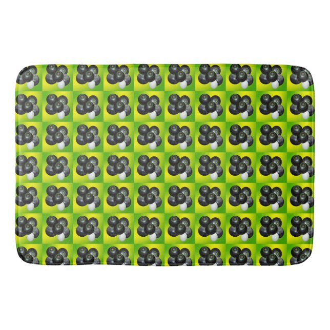 Lime And Yellow Lawn Bowls Pattern, Bath Mat (Front)