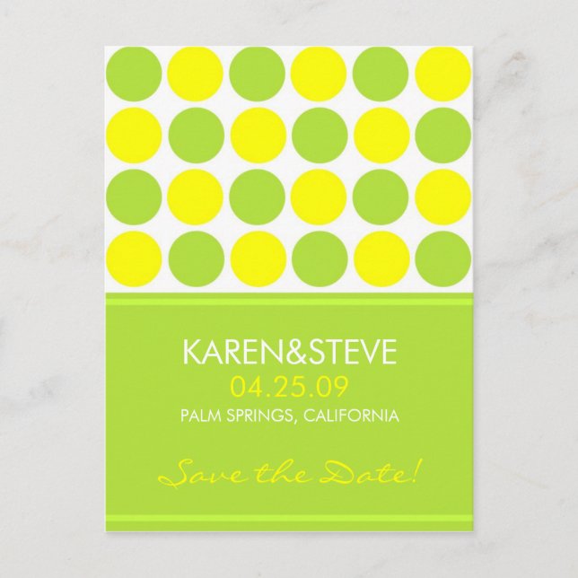 Lime and Yellow Save the Dates Announcement Postcard (Front)