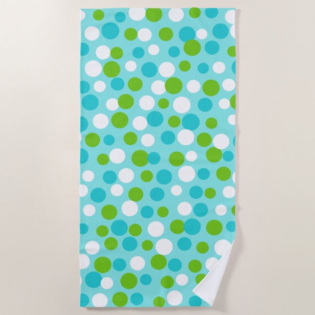 Lime Aqua Dots Beach Pool Towel Vacation Gift (Front)