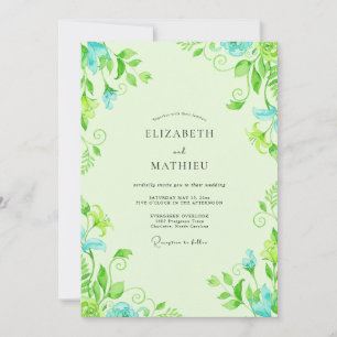 Lime Aqua Foliage Eucalyptus Wedding Invitation