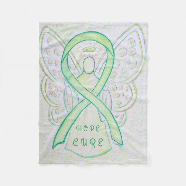 Lime Awareness Ribbon Hope Cure Angel Blanket (Front)