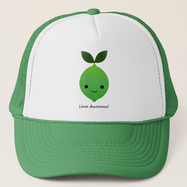 Lime Awesome Kawaii Lime Trucker Hat (Front)