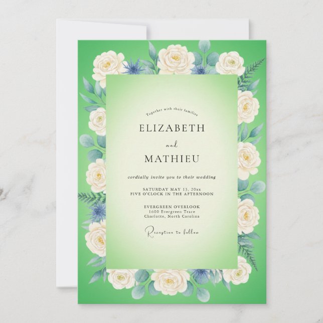 Lime Azure Petal Wedding Invitation (Front)