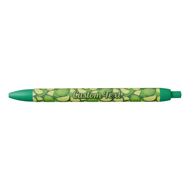 Lime Background Blue Ink Pen (Front)