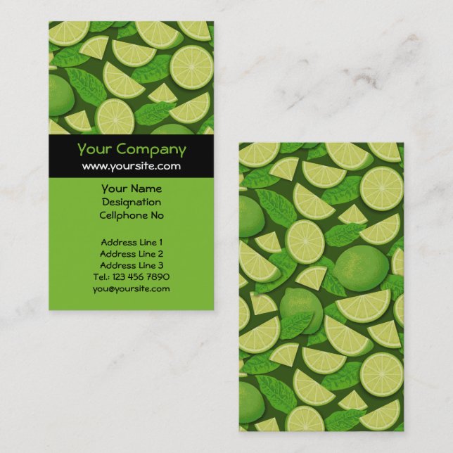 Lime Background Business Card (Front/Back)