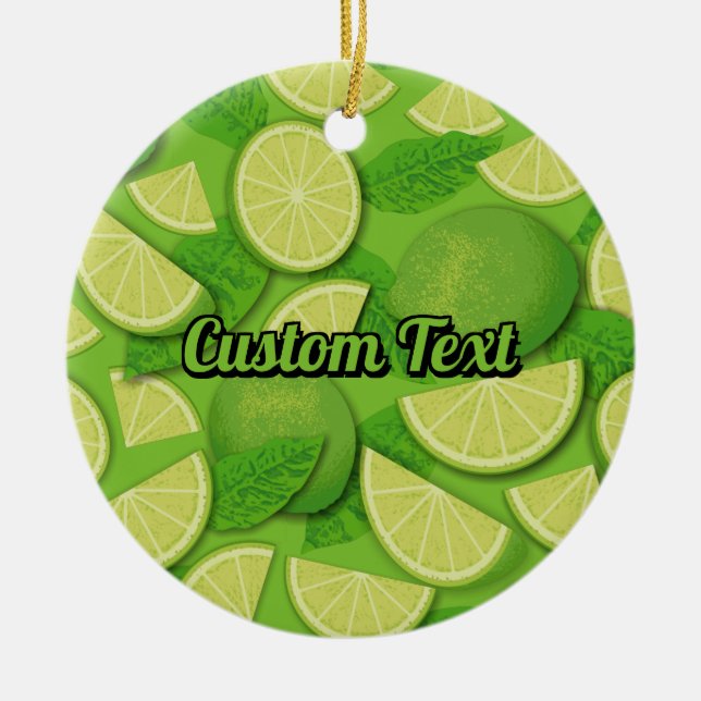 Lime Background Ceramic Tree Decoration (Front)