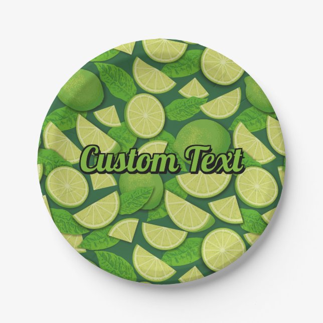 Lime Background Paper Plate (Front)