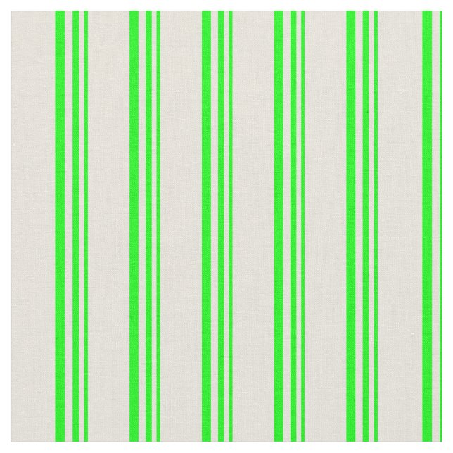 Lime & Beige Coloured Lines/Stripes Pattern Fabric (Close Up)