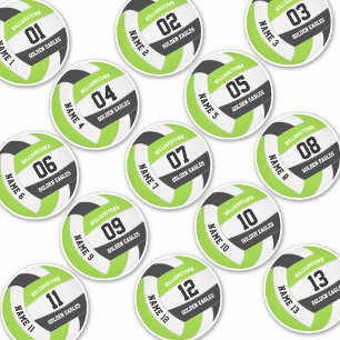 lime black 13 custom players names volleyball