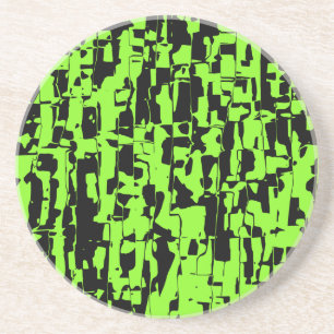 Lime & Black Abstract Crackle Coaster