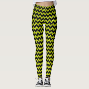 Lime Black Chevron Modern Leather Leggings