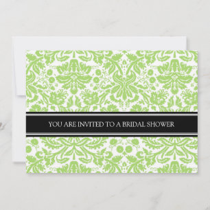Lime Black Damask Bridal Shower Invitation