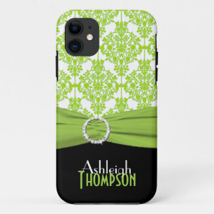 Lime, Black, White Damask iPhone 5 Case