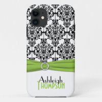 Lime, Black, White Damask iPhone 5 Case